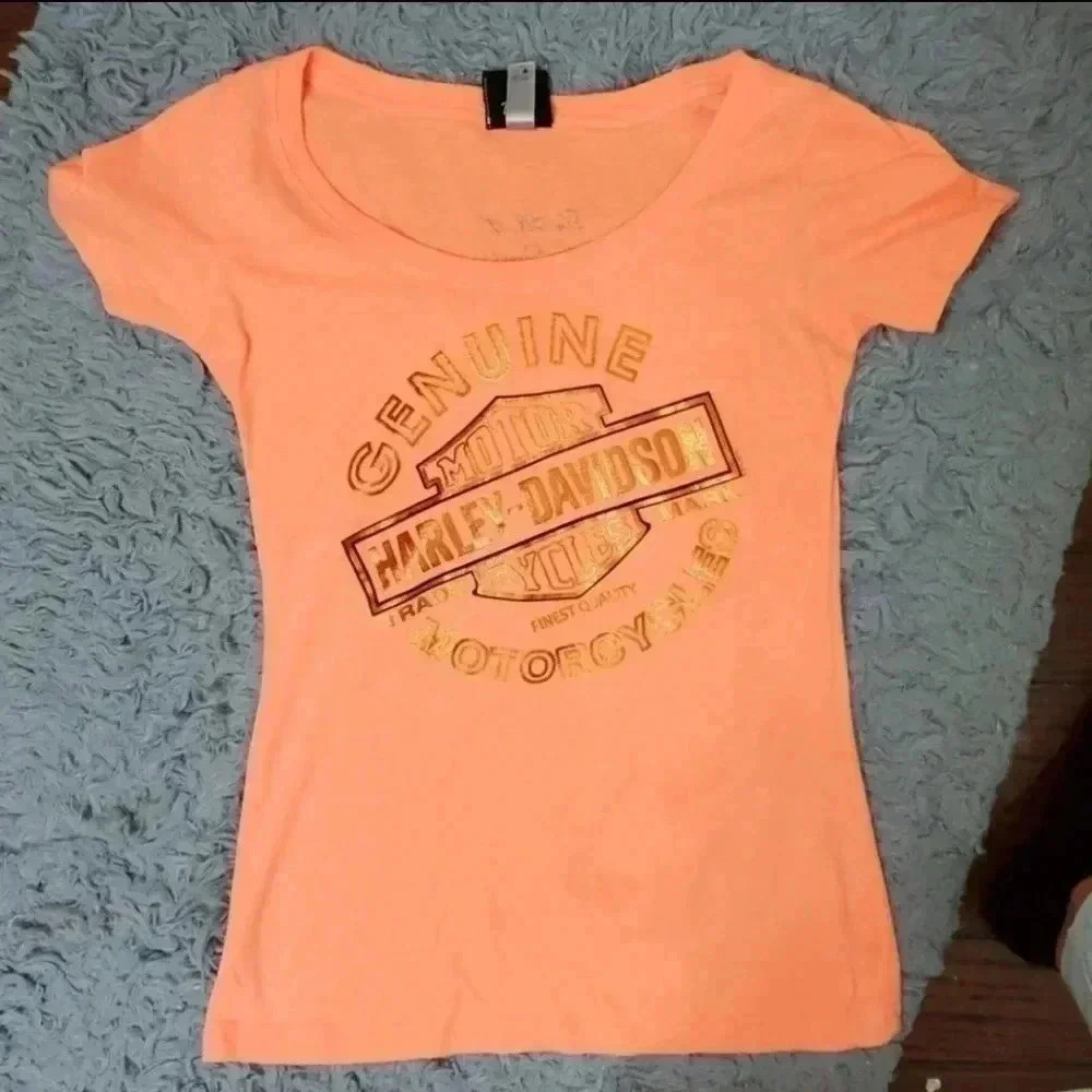 Harley Davidson Neon Orange tee. Size Medium - Picture 6 of 7